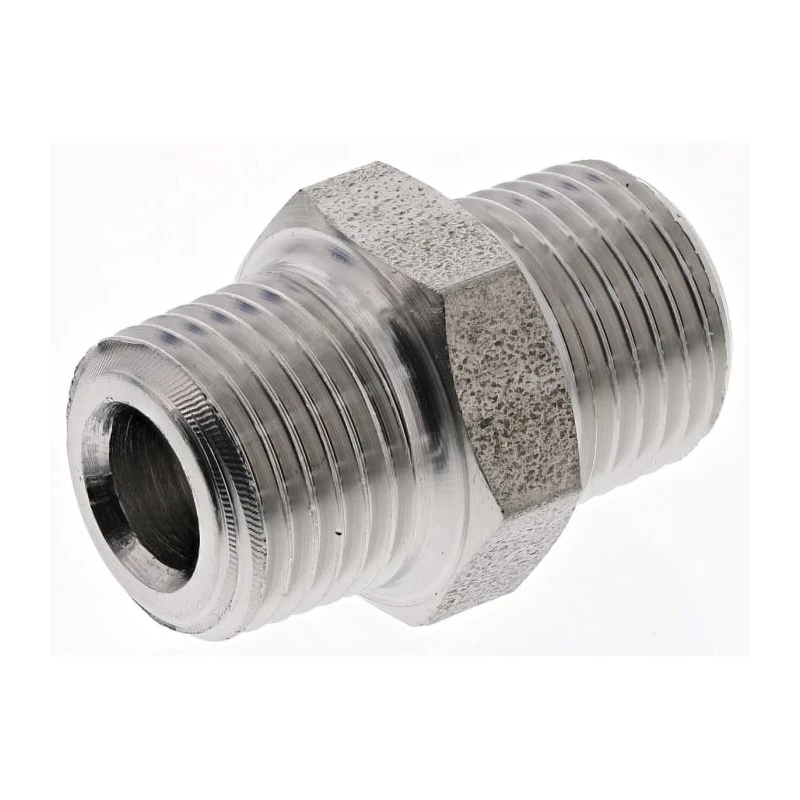Legris Pneumatic Stainless Steel 316L Pipe Fitting, Straight Hexagon Coupler Male 1/8 in x Male 1/8 in 1821 10 10