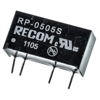 Recom DC/DC Converter 5V DC Output 200mA 5V DC Input 4.5V Input 1W Through Hole RP-0505S
