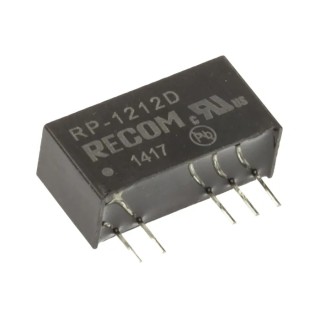 Recom Dual Output DC/DC Converter, 12V dc Output, 42 mA, 12V dc Input, 10.8V Input, 1 W Power, Through Hole Mount RP-1212D