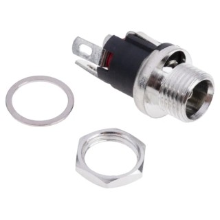 RS PRO DC Power Socket 5A 12V Panel Mount Straight Female Connector, Length 21.3 mm, Nickel Plated 487-842