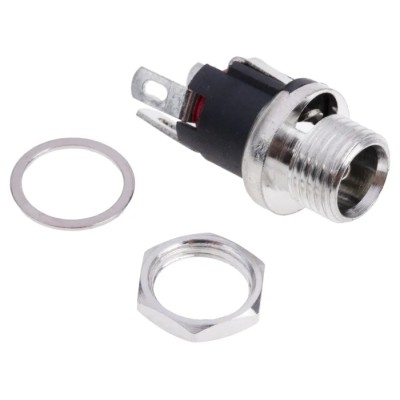 RS PRO DC Power Socket 5A 12V Panel Mount Straight Female Connector, Length 21.3 mm, Nickel Plated 487-842