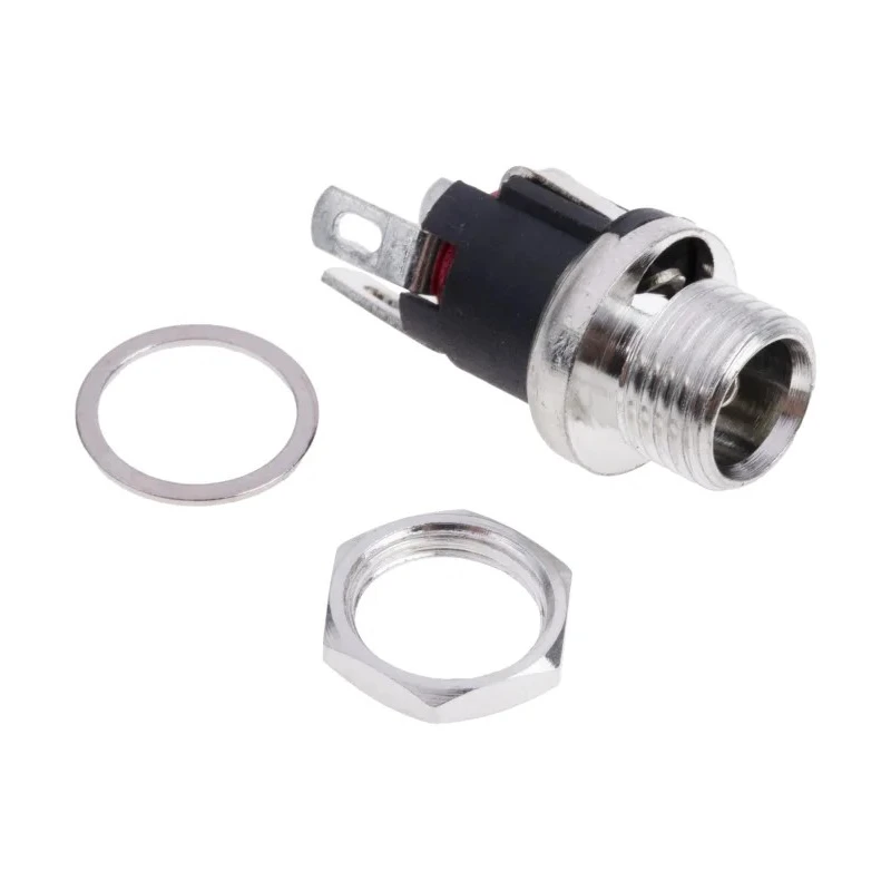 RS PRO DC Power Socket 5A 12V Panel Mount Straight Female Connector, Length 21.3 mm, Nickel Plated 487-842