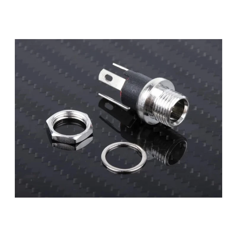 RS PRO DC Power Socket 5A 12V Panel Mount Straight Female Connector, Length 21.3 mm, Nickel Plated 487-842