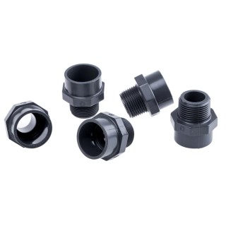 Georg Fischer Plastic Pipe Fitting Straight Threaded 1 in Grey PVC-U 50mm Length 721911708