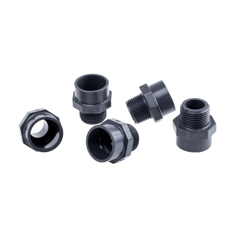 Georg Fischer Plastic Pipe Fitting Straight Threaded 1 in Grey PVC-U 50mm Length 721911708