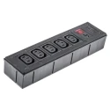 Bulgin 10A 250V AC 5 Gang Socket Bar with 2m Cord Filtered IEC C13 Fused PXD301/550/01/1