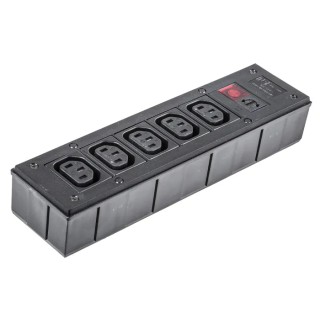 Bulgin 10A 250V AC 5 Gang Socket Bar with 2m Cord Filtered IEC C13 Fused PXD301/550/01/1