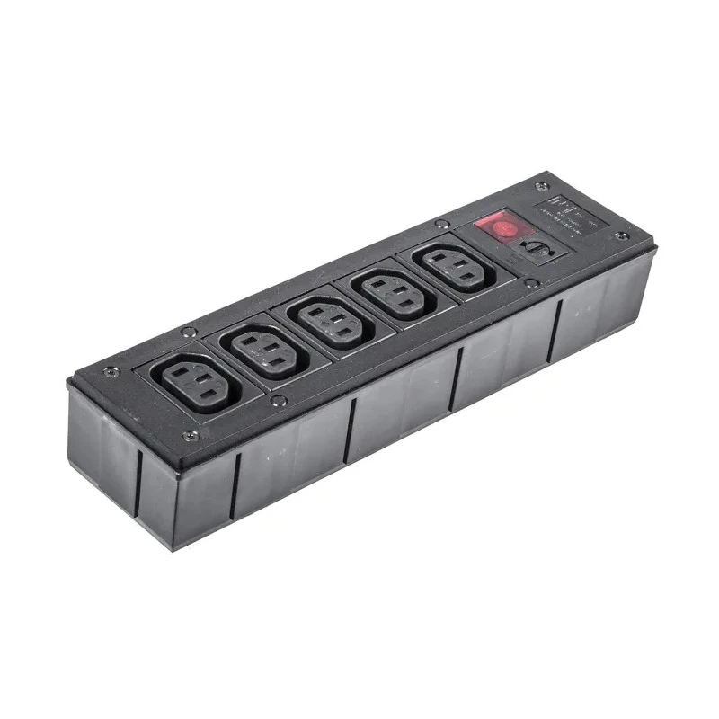 Bulgin 10A 250V AC 5 Gang Socket Bar with 2m Cord Filtered IEC C13 Fused PXD301/550/01/1