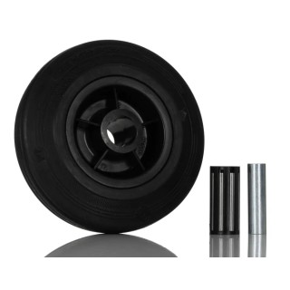 Tente Black Rubber Trolley Wheel with Polypropylene Hub, Roller Bearing, 125mm Diameter, 37mm Width, Load PVR125/37X12LM48
