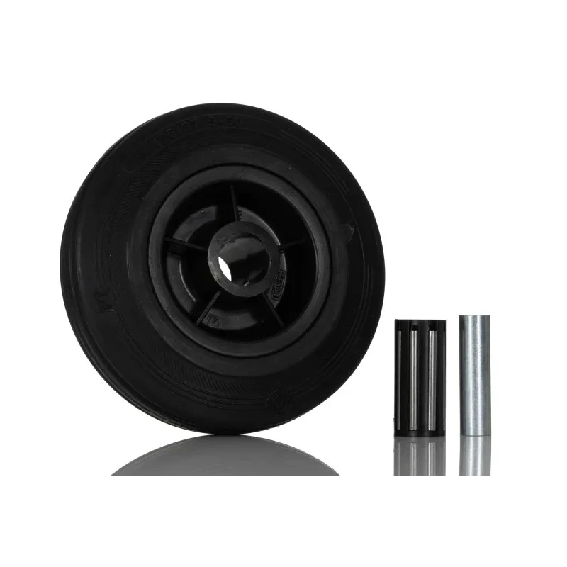Tente Black Rubber Trolley Wheel with Polypropylene Hub, Roller Bearing, 125mm Diameter, 37mm Width, Load PVR125/37X12LM48