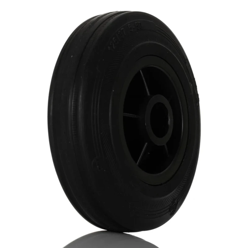 Tente Black Rubber Trolley Wheel with Polypropylene Hub, Roller Bearing, 125mm Diameter, 37mm Width, Load PVR125/37X12LM48