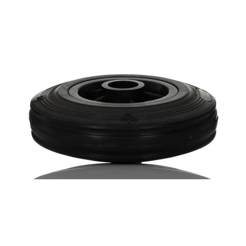 Tente Black Rubber Trolley Wheel with Polypropylene Hub, Roller Bearing, 125mm Diameter, 37mm Width, Load PVR125/37X12LM48