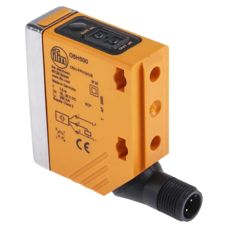 ifm electronic Diffuse Photoelectric Sensor Block Style 50 mm to 1.8 m Detection Range PNP Output IP67 O5H500