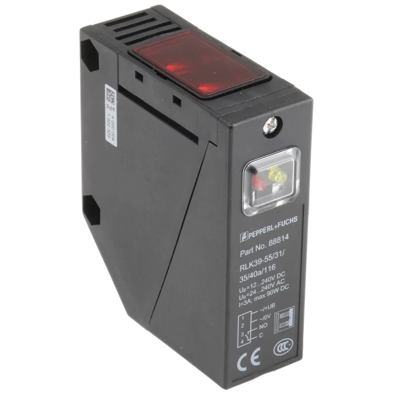 Pepperl + Fuchs Retroreflective Photoelectric Sensor Block Sensor, 20 m Detection Range, Relay RLK39-55/31/35/40A/116