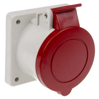 Scame Panel Mount Industrial Power Connector, Rated 16A 415V, IP44 Red, 3P+N+PE Screw Terminal, Optima Series IP44