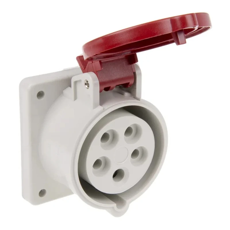 Scame Panel Mount Industrial Power Connector, Rated 16A 415V, IP44 Red, 3P+N+PE Screw Terminal, Optima Series IP44