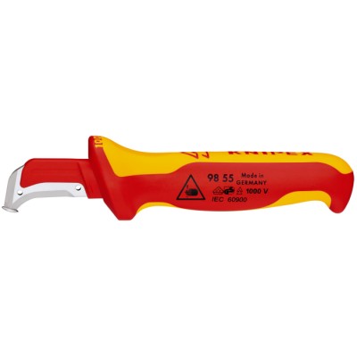 Knipex Stripping Knives with Guide Shoe Insulating Multi-Component Handle 1000V VDE Approved, 180mm Overall Length 98 55 SB