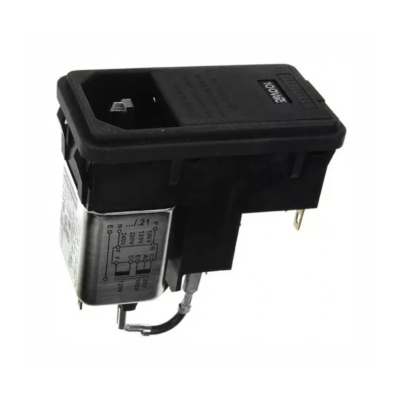 Schaffner 250V AC 2A Snap-in IEC Filter Male Connector with 1 Fuse FN372-2-21