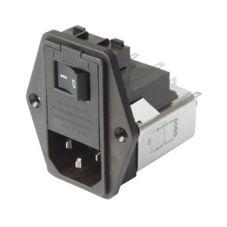 Schaffner 250V AC 6A Panel Mount IEC Filter Male 2 Pole 2 Fuse, Solder FN389B-6-21