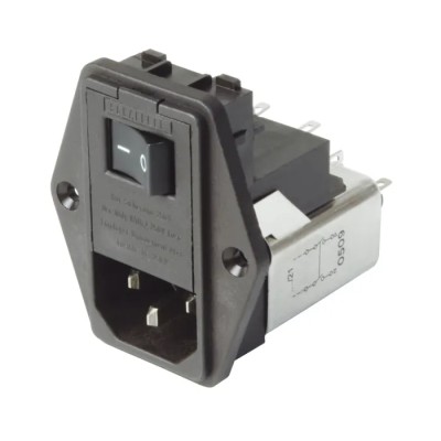 Schaffner 250V AC 6A Panel Mount IEC Filter Male 2 Pole 2 Fuse, Solder FN389B-6-21