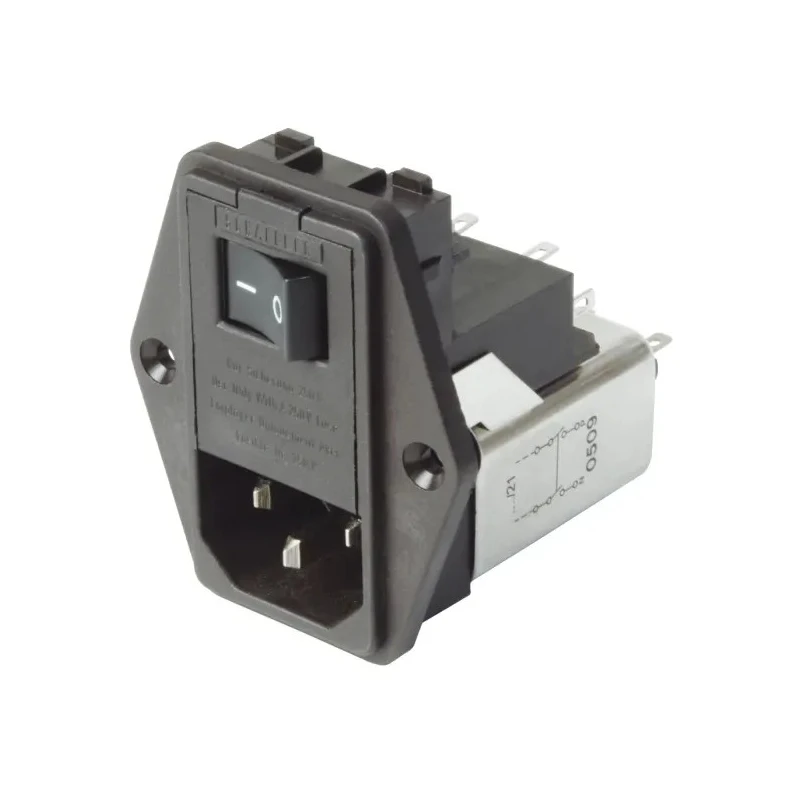 Schaffner 250V AC 6A Panel Mount IEC Filter Male 2 Pole 2 Fuse, Solder FN389B-6-21