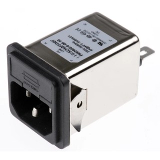 Schaffner 250V AC 6A Snap-in IEC Filter Male 2 Fuse Faston FN9260S-6-06-10