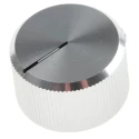 RS PRO 20 mm Knob Diameter Silver Aluminium Potentiometer Knob Push-On Type for 6.4 mm Circular Shaft 465-9842
