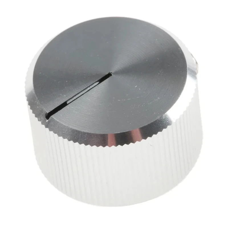 RS PRO 20 mm Knob Diameter Silver Aluminium Potentiometer Knob Push-On Type for 6.4 mm Circular Shaft 465-9842