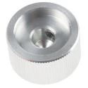 RS PRO 20 mm Knob Diameter Silver Aluminium Potentiometer Knob Push-On Type for 6.4 mm Circular Shaft 465-9842