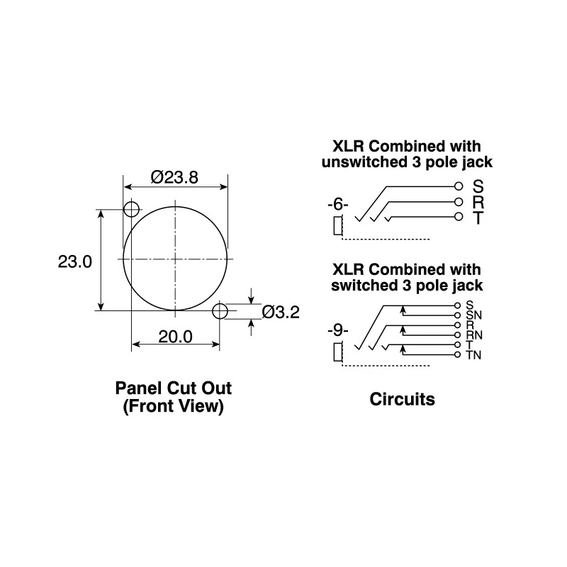 Neutrik Chassis XLR Connector, Straight Orientation, 3 Contacts, 50V, Female, Gold over Nickel Plating NCJ6FI-V