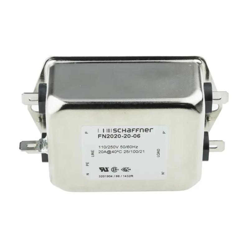 Schaffner Chassis Mount EMI Filter 20A 250V ac/dc 400Hz Fast-On 1 Phase FN2020