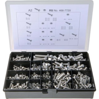 RS PRO Stainless Steel 624 Piece Hex Drive Screw Bolt Nut Kit Set Screw M6 M8 M10 M12 DIN 933 DIN 934 20-50mm 466-7720