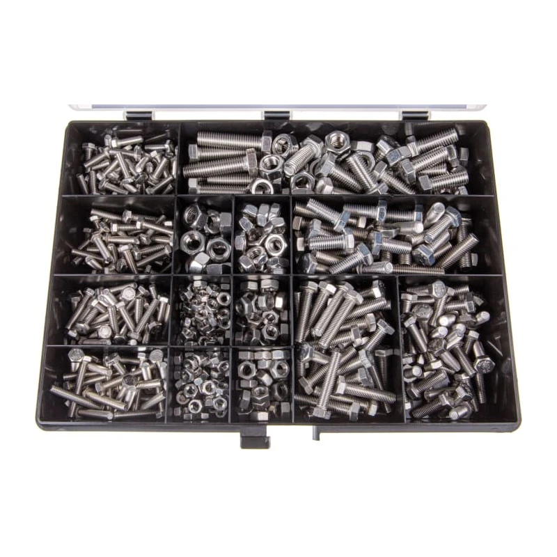 RS PRO Stainless Steel 624 Piece Hex Drive Screw Bolt Nut Kit Set Screw M6 M8 M10 M12 DIN 933 DIN 934 20-50mm 466-7720