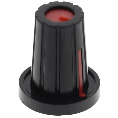 RS PRO Potentiometer Knob 17 mm Diameter Black Plastic Push-On for 6.4 mm D Shaped Shaft 467-6730