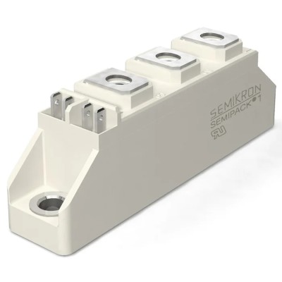 Semikron Danfoss Diode/Thyristor Module SCR 1600 V, 106 A, 150 mA Gate Trigger, 2.25 kA Surge Current SKKH 106/16 E