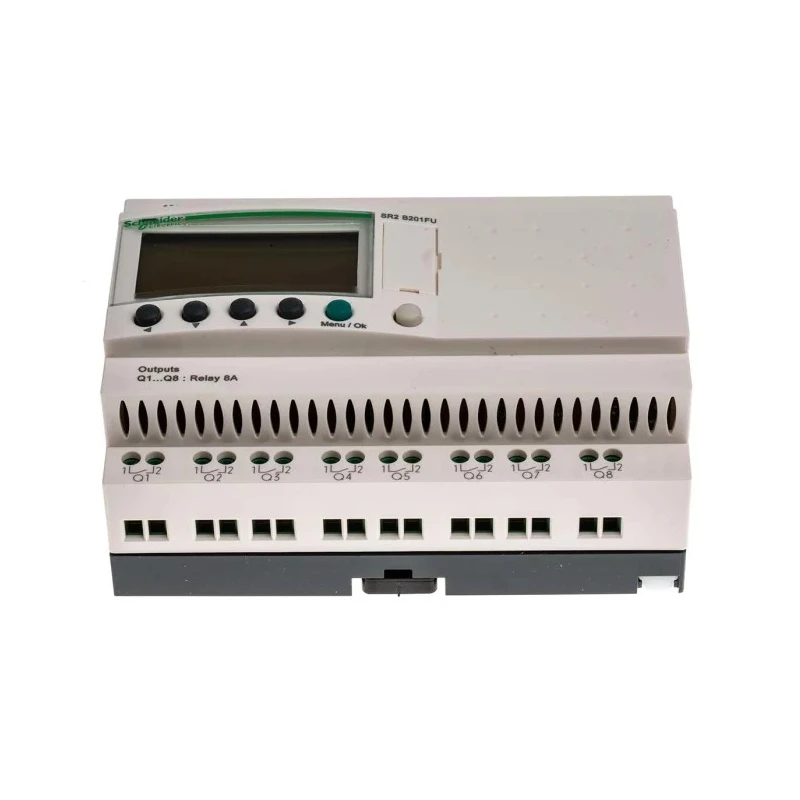 Schneider Electric Zelio Logic Series PLC CPU, 12 Digital Inputs, 8 Relay Outputs, Battery Backup, Display, DIN SR2PACK2FU