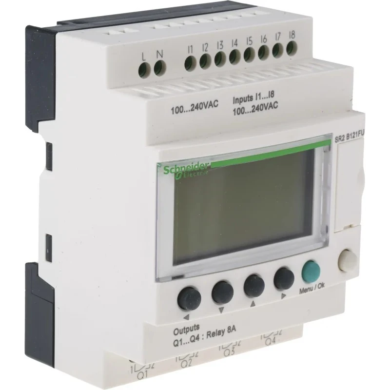 Schneider Electric Zelio Logic Series Logic Module, 8 Inputs, 4 Relay Outputs, Discrete Input, DIN Rail Mount SR2B121FU