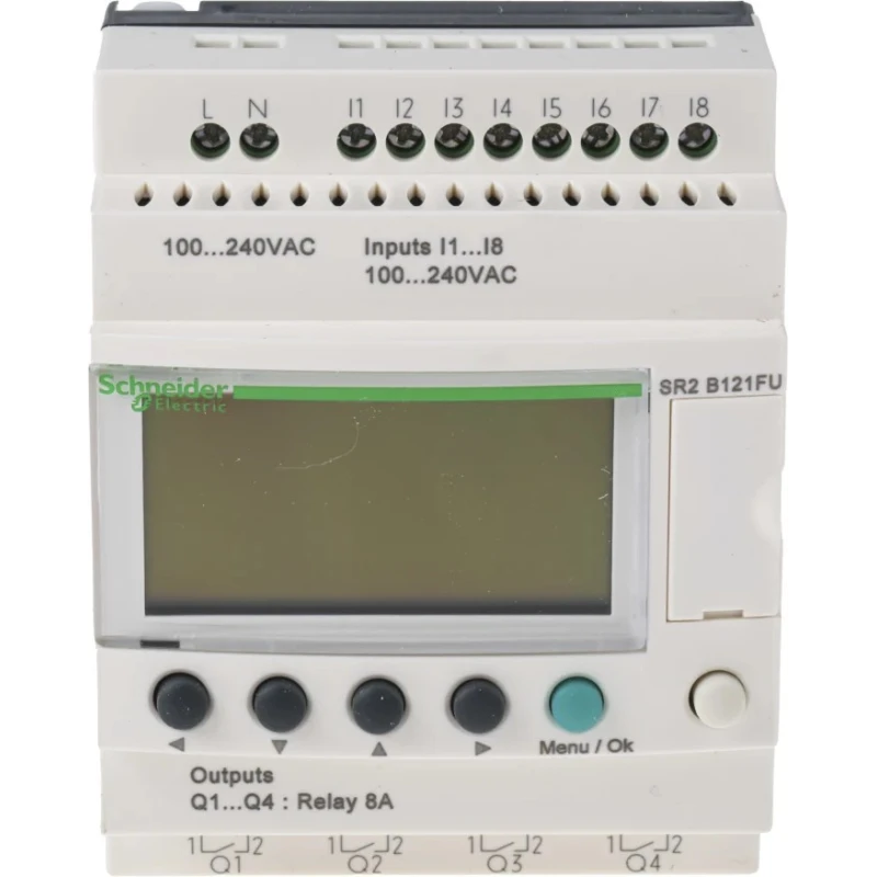 Schneider Electric Zelio Logic Series Logic Module, 8 Inputs, 4 Relay Outputs, Discrete Input, DIN Rail Mount SR2B121FU