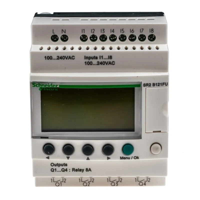 Schneider Electric Zelio Logic Series Logic Module, 8 Inputs, 4 Relay Outputs, Discrete Input, DIN Rail Mount SR2B121FU