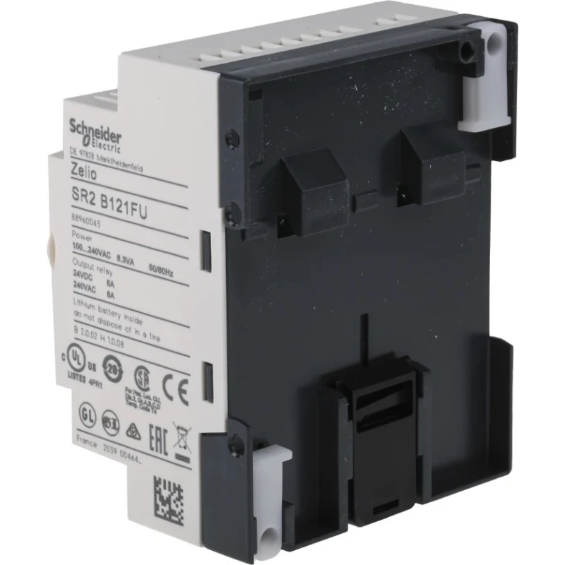 Schneider Electric Zelio Logic Series Logic Module, 8 Inputs, 4 Relay Outputs, Discrete Input, DIN Rail Mount SR2B121FU