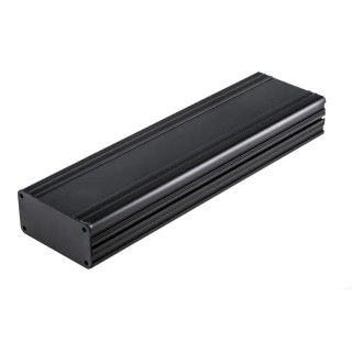 RS PRO Black Anodised Aluminium Instrument Case 40 mm Height, 81.4 mm Width, 285 mm Length 468-7471