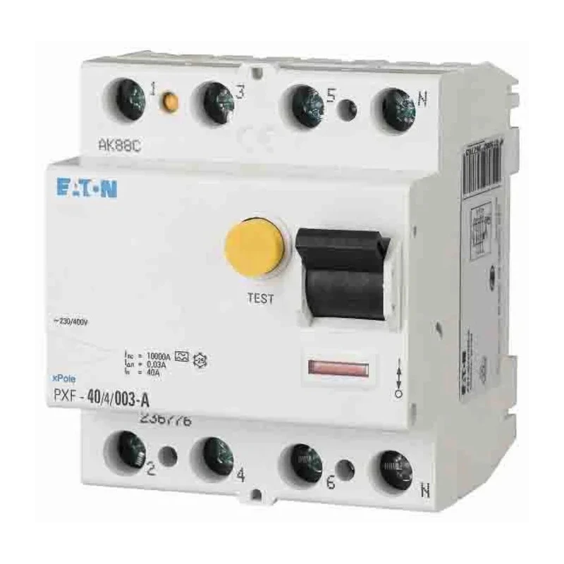 Eaton Residual Current Circuit Breaker PXF-A Series 63A 3+N-Pole 300 mA Type A 630 A 400V AC 236804 PXF-63/4/03-A