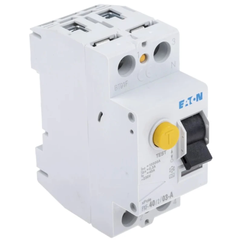 Eaton PXF-A Series Residual Current Circuit Breaker, 40A, 1-Pole, 300 mA Sensitivity, Type A, 500 A 236750 PXF-40/2/03-A