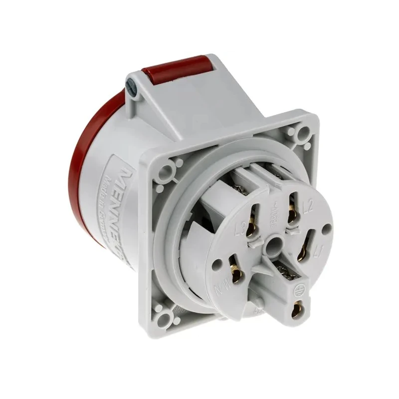 MENNEKES Rated At 32A 400V IP44 Red Panel Mount Industrial Power Connector 3 Poles 7313 IP44