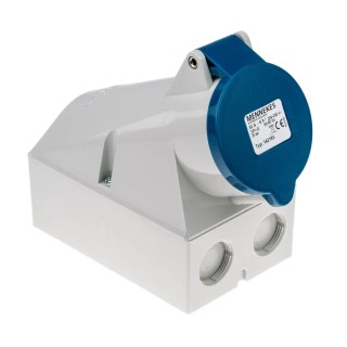 MENNEKES Industrial Power Socket 32A 230V IP44 Blue Wall Mount Screw Terminal 3 Pole IP44
