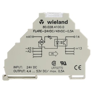 Wieland Flare Series Solid State Relay 0.5 A Load DIN Rail Mount 53 V Load 53V Control 80.020.4100.0