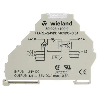 Wieland Flare Series Solid State Relay 0.5 A Load DIN Rail Mount 53 V Load 53V Control 80.020.4100.0