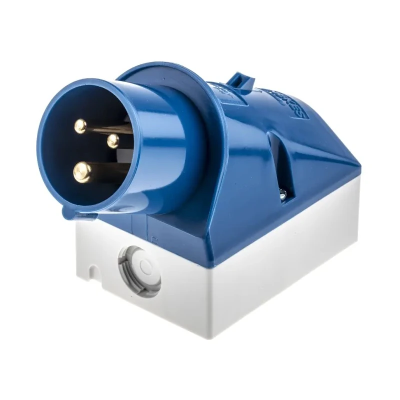 MENNEKES IP44 Blue Wall Mount 3P 16A Industrial Power Connector 230V IP44 25° Orientation 
