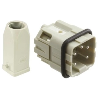 HARTING Heavy Duty Power Connector Panel Mount Screw Termination 4 Way 10A 230V/400V Han A Male 09200030420+09200042611