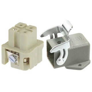 HARTING Heavy Duty Power Connector, Panel Mount, Screw Termination, 3 Way, 10A, Han A Female 09200030801+09200032711